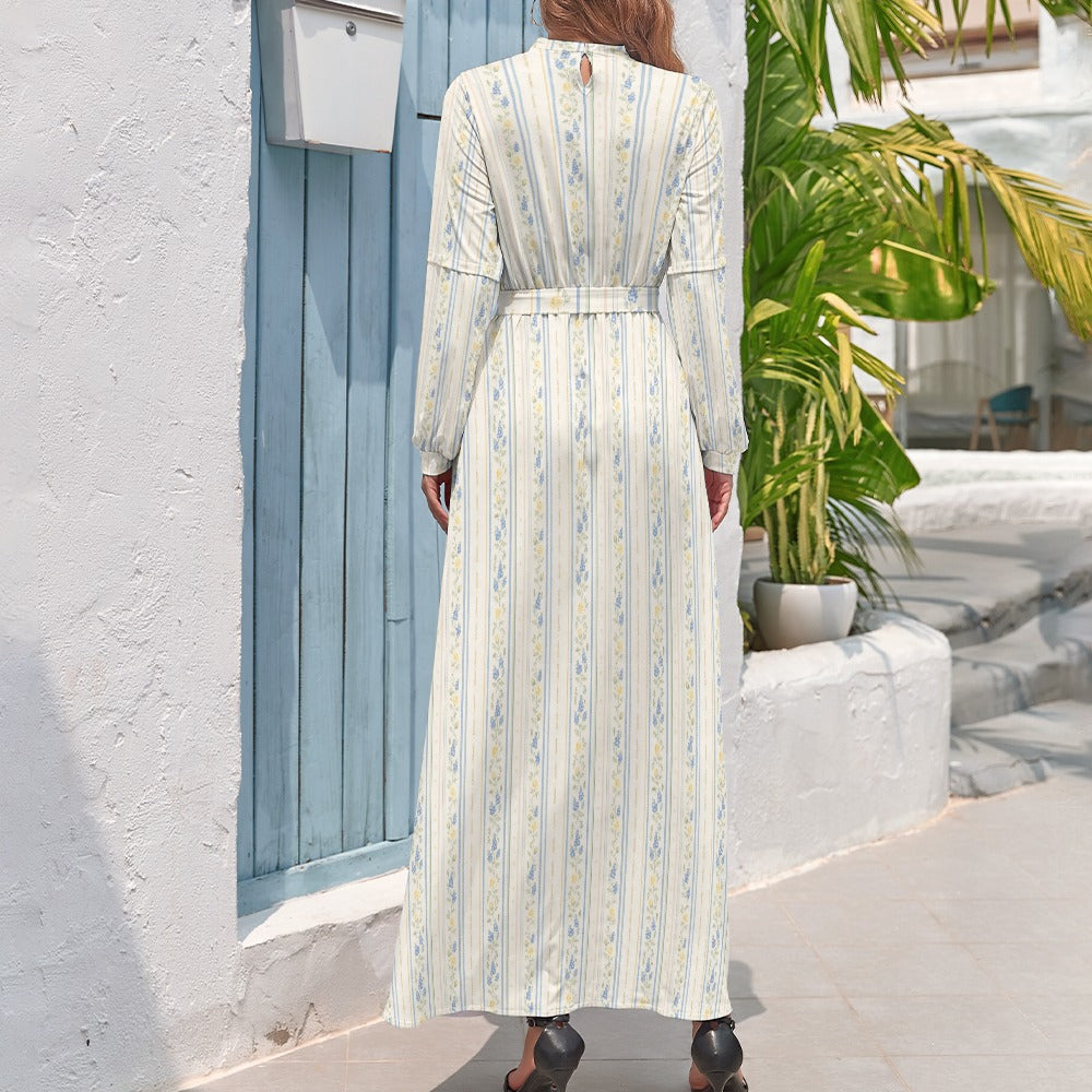 Texas Bloom maxi dress – white long sleeve high neck by Maximus Grace