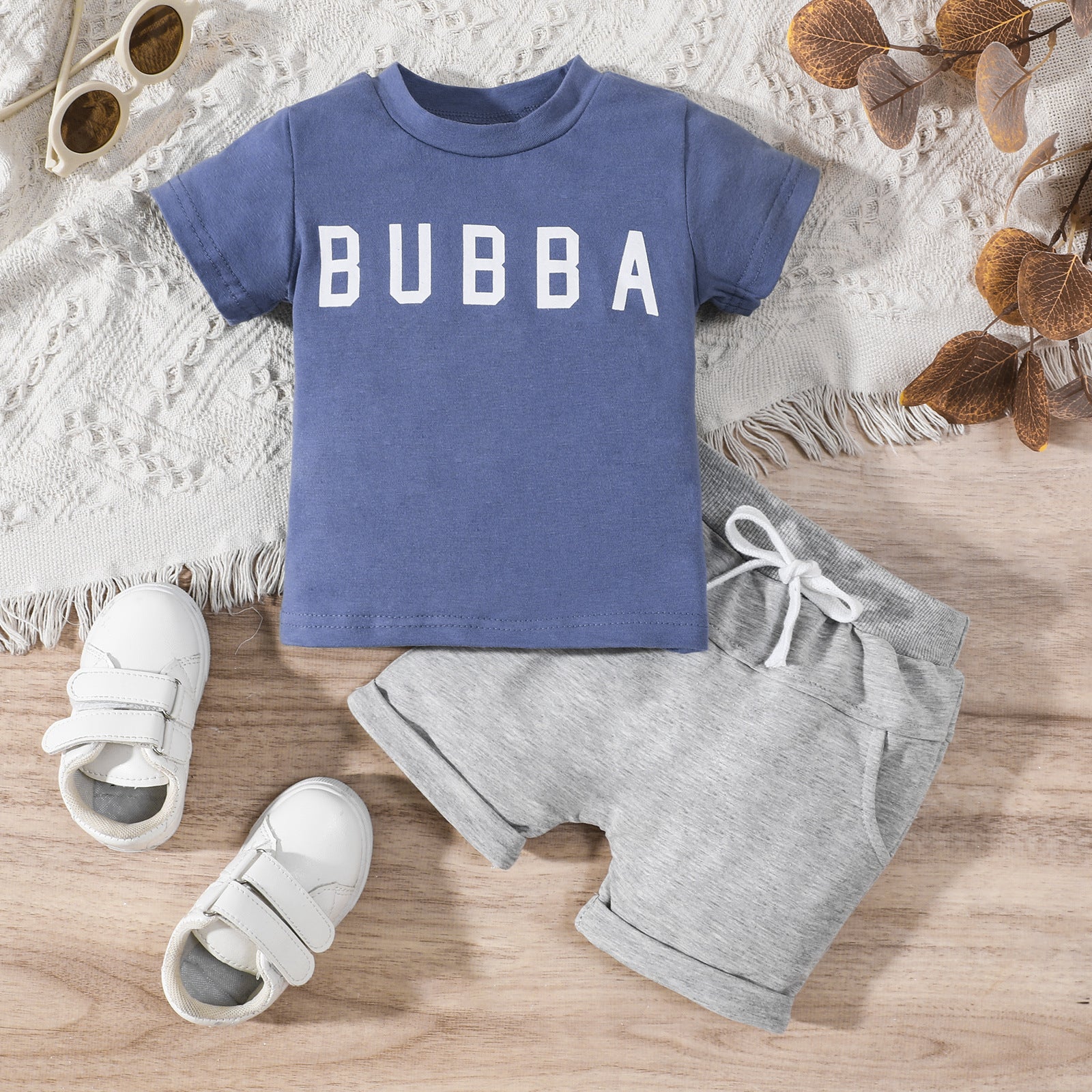 Bubba letter print tee and shorts set – kids two-piece by Maximus Grace