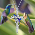 Hummingbird Pendant Necklace | May Birth Month Jewelry | Cross & Heart Charm Necklace