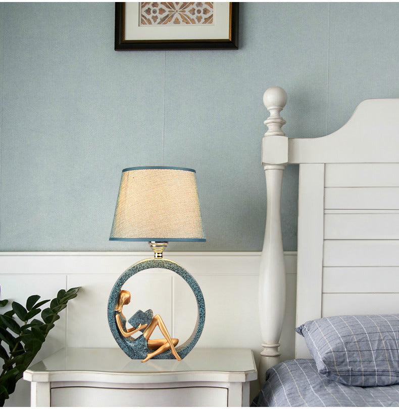 Reading Girl Resin Table Lamp