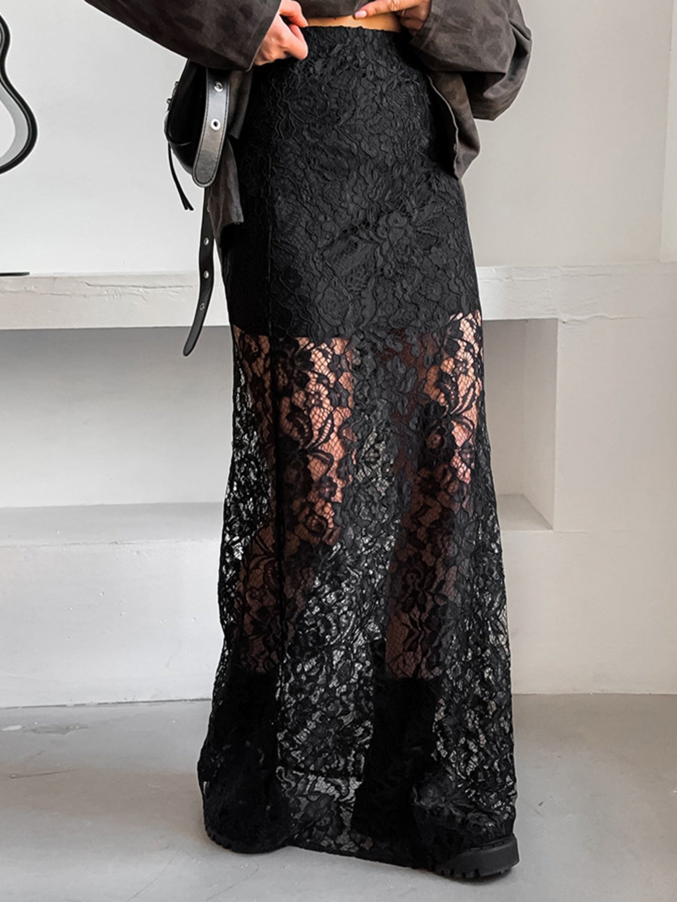 Black lace maxi skirt – women's romantic flowing skirt by Maximus Grace