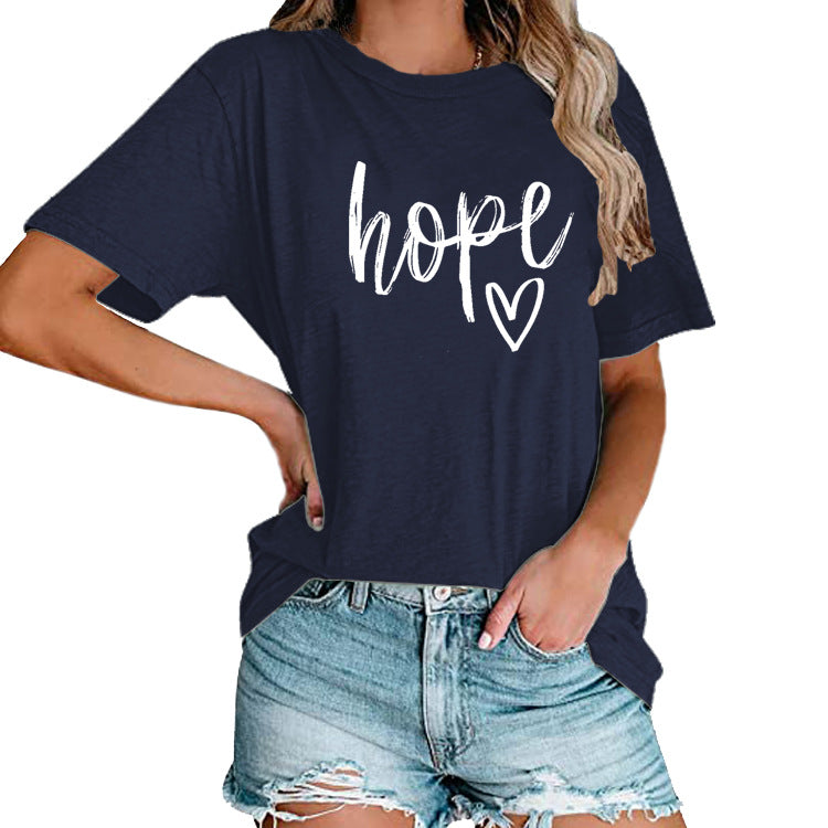 Women's HOPE & Love Print Loose Tee | Faith-Inspired Oversized Top