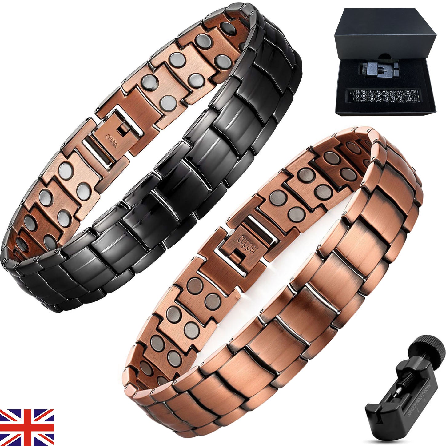 Pure Copper Magnetic Bracelet | 46 Neodymium Magnets Arthritis Relief | Gift Boxed Unisex