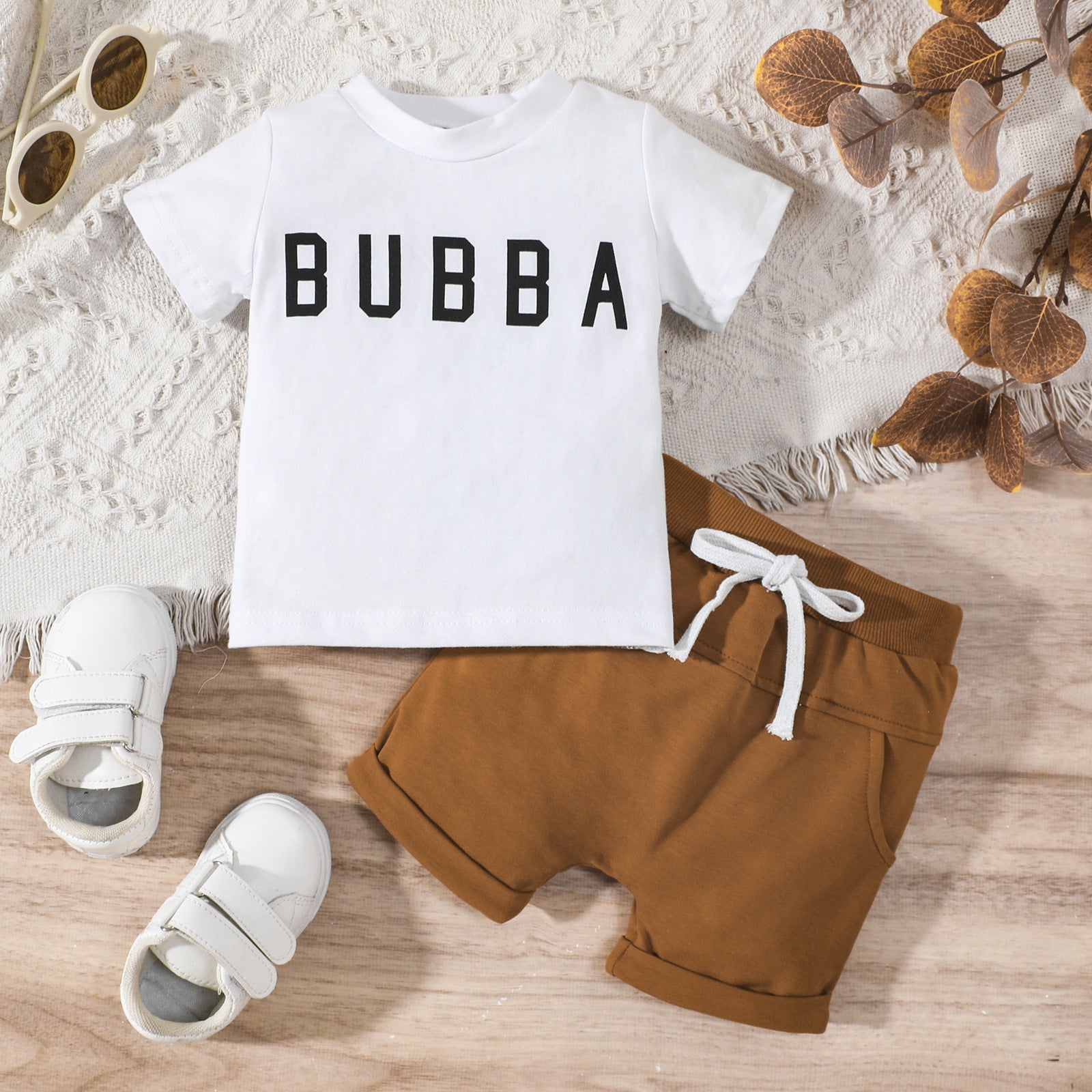 Bubba letter print tee and shorts set – kids two-piece by Maximus Grace