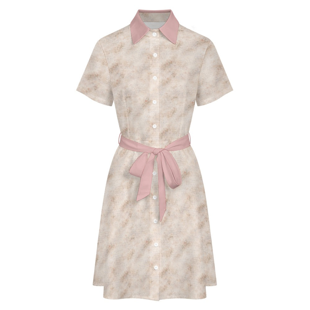 Lessons in Bloom Shirt Dress – Dusty Rose Belted Midi Dress