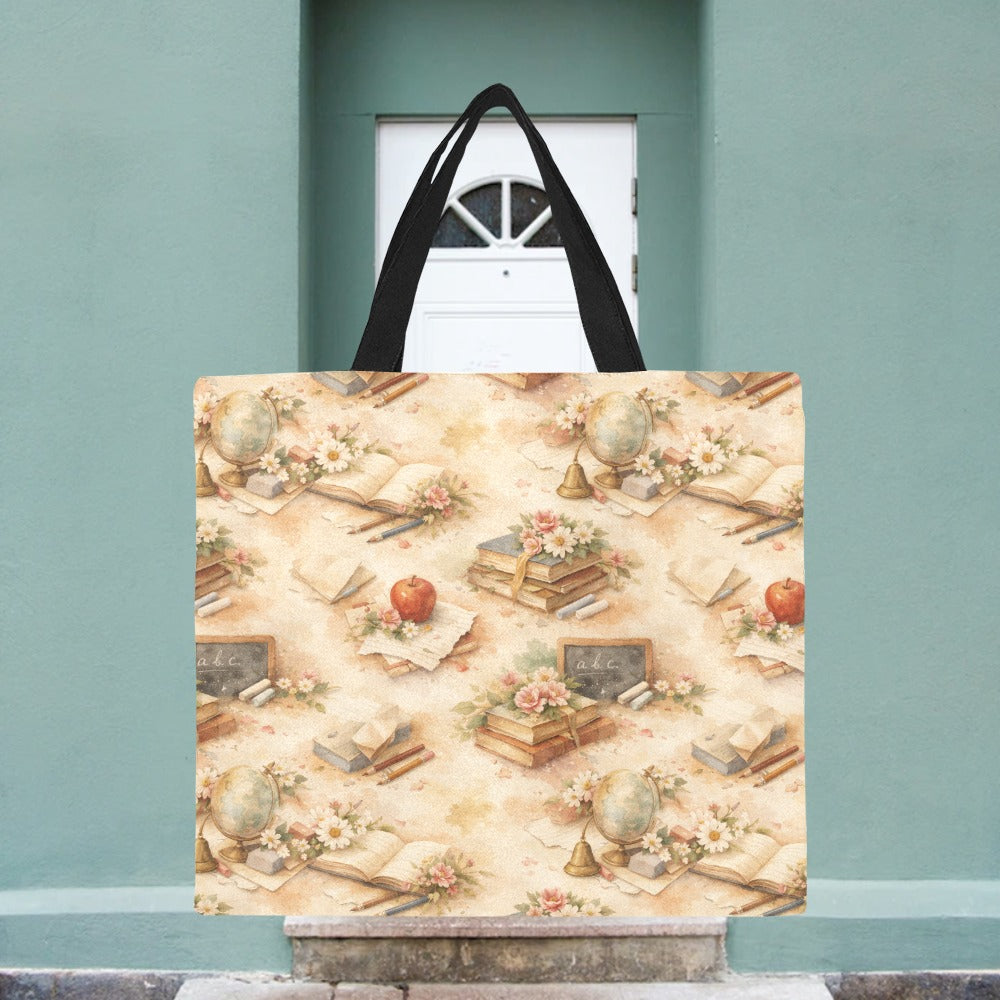 Lessons in Bloom Canvas Tote Bag – Vintage Classroom Floral Aesthetic
