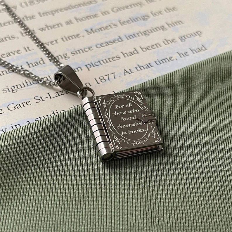 Carved Openable Book Pendant Necklace – Book Lover Jewelry in Gold & Silver