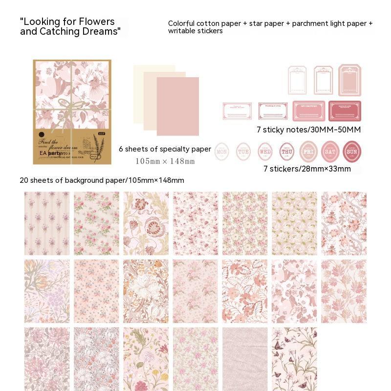 Retro Floral Journal Base Paper Set