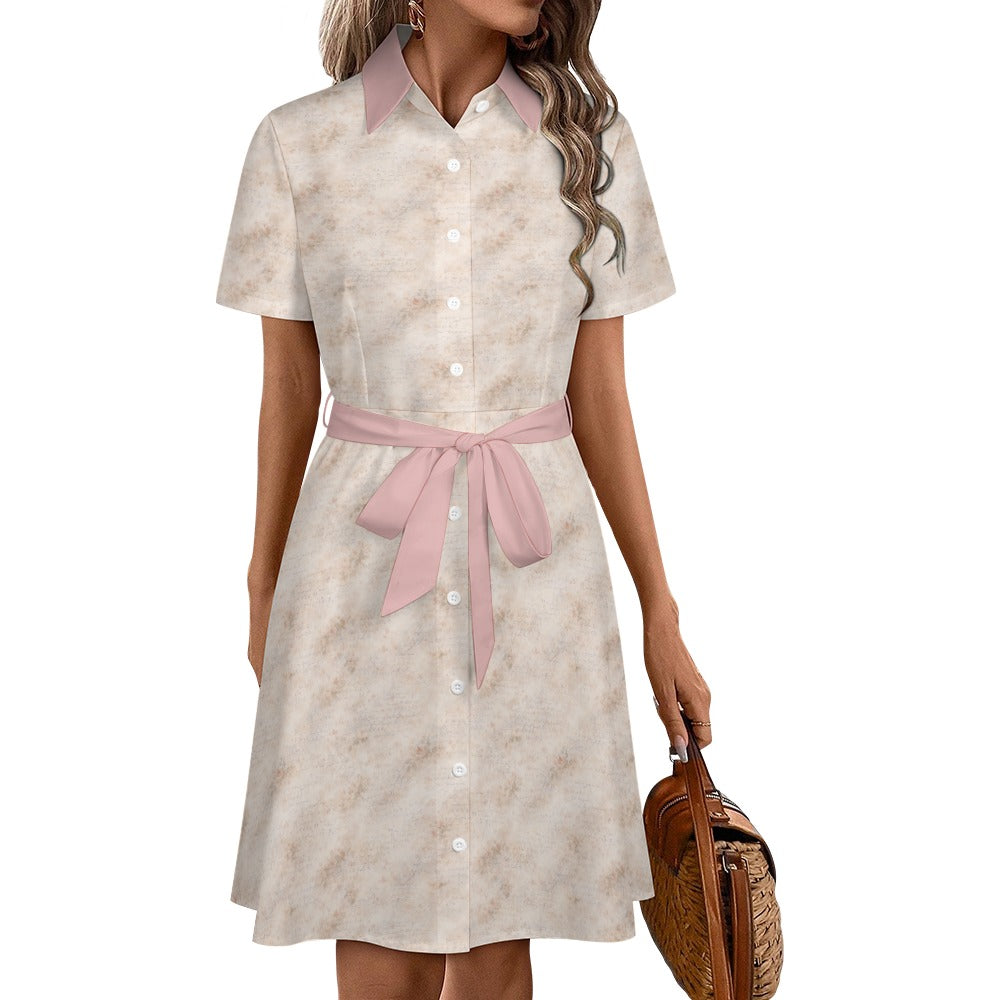 Lessons in Bloom Shirt Dress – Dusty Rose Belted Midi Dress