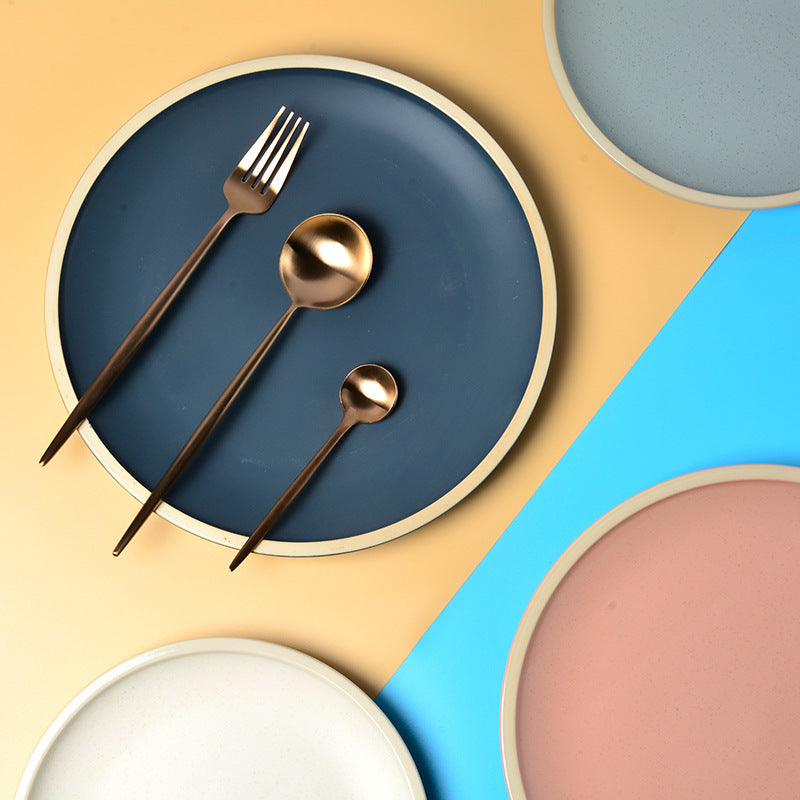 Matte ceramic dinner plate – 10 inch blue sesame glaze by Maximus Grace