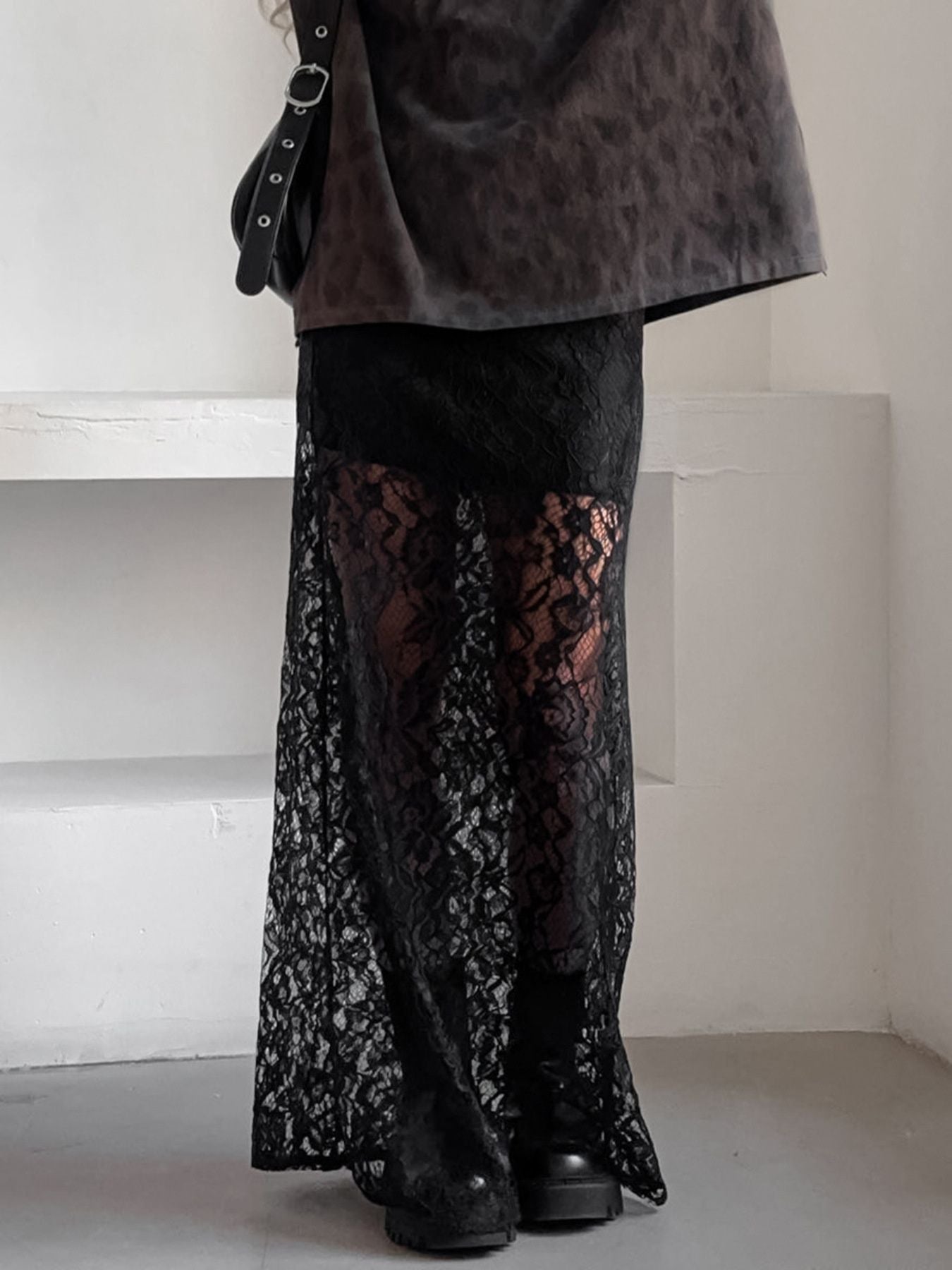 Black lace maxi skirt – women's romantic flowing skirt by Maximus Grace