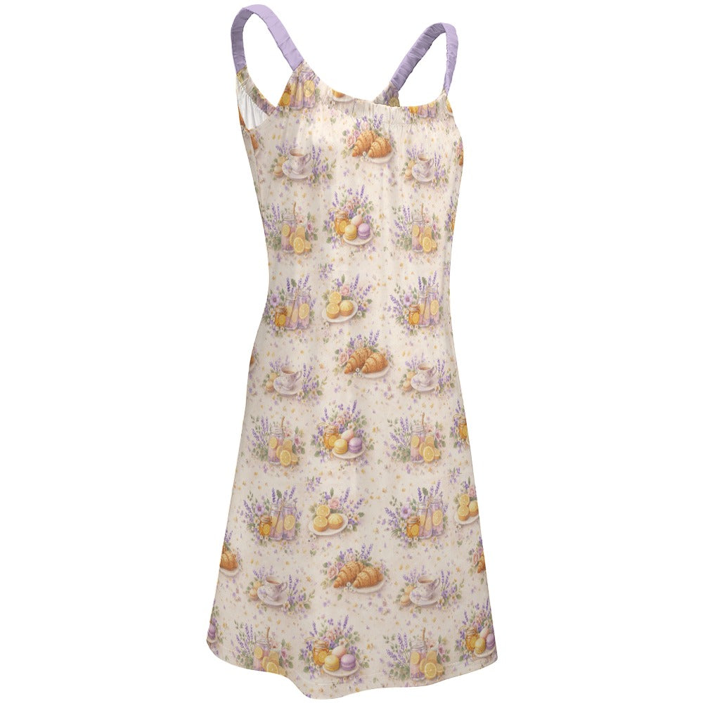 Lavender Lemon Garden Dress – Soft Watercolor Brunch Print Sundress