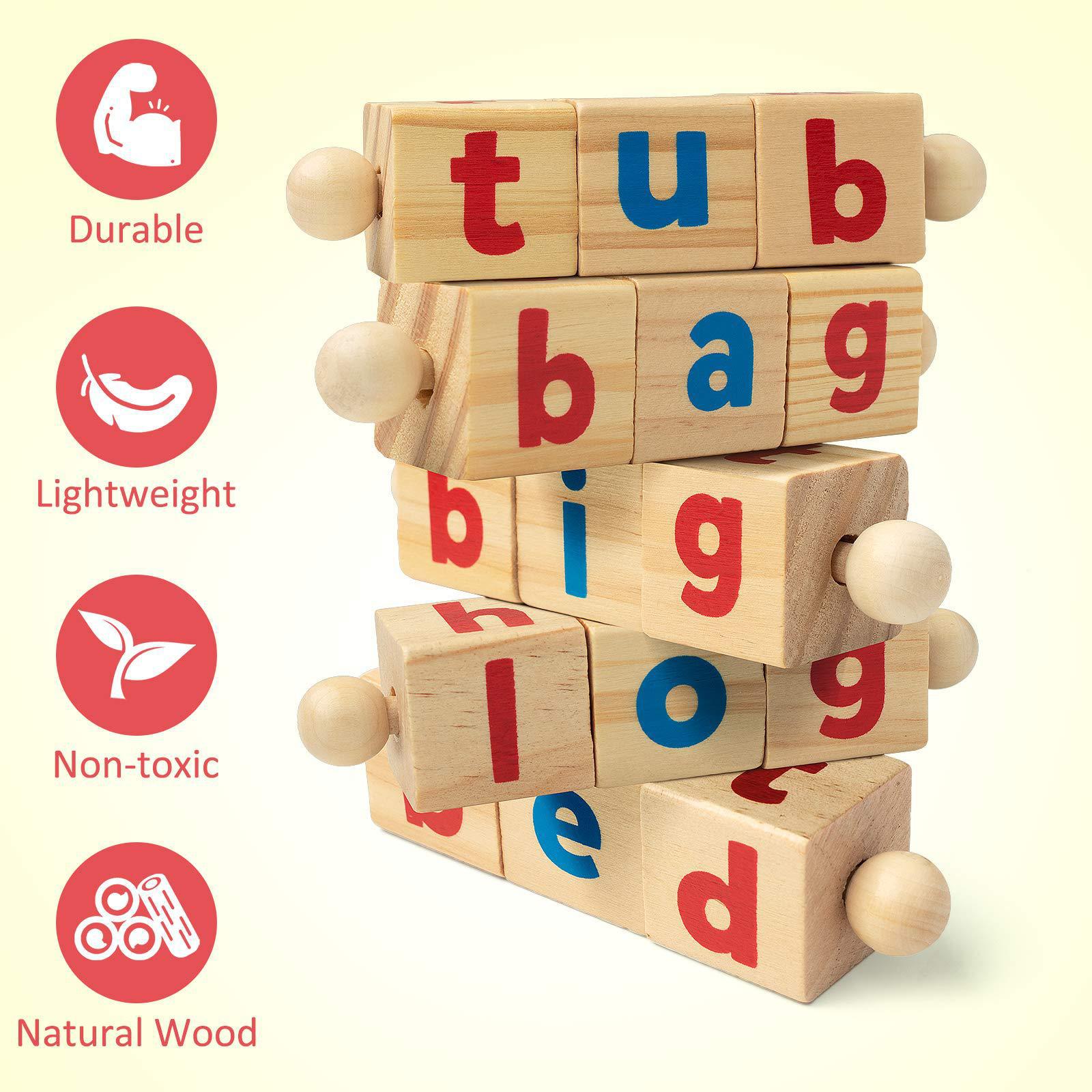 Wooden Rotating Alphabet Puzzle Blocks
