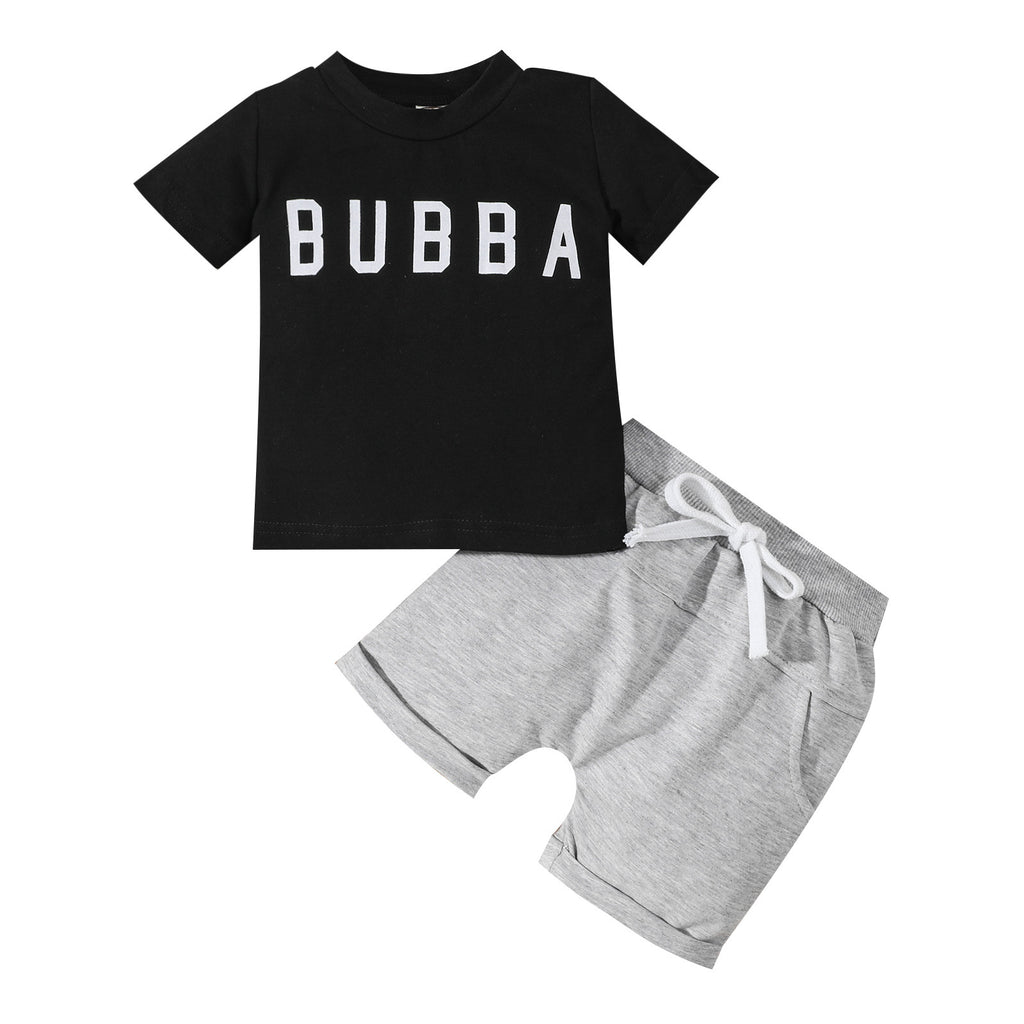 Bubba letter print tee and shorts set – kids two-piece by Maximus Grace