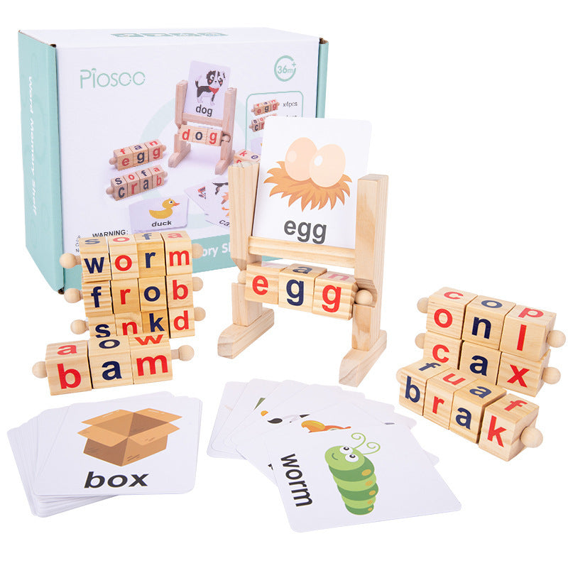 Wooden Rotating Alphabet Puzzle Blocks