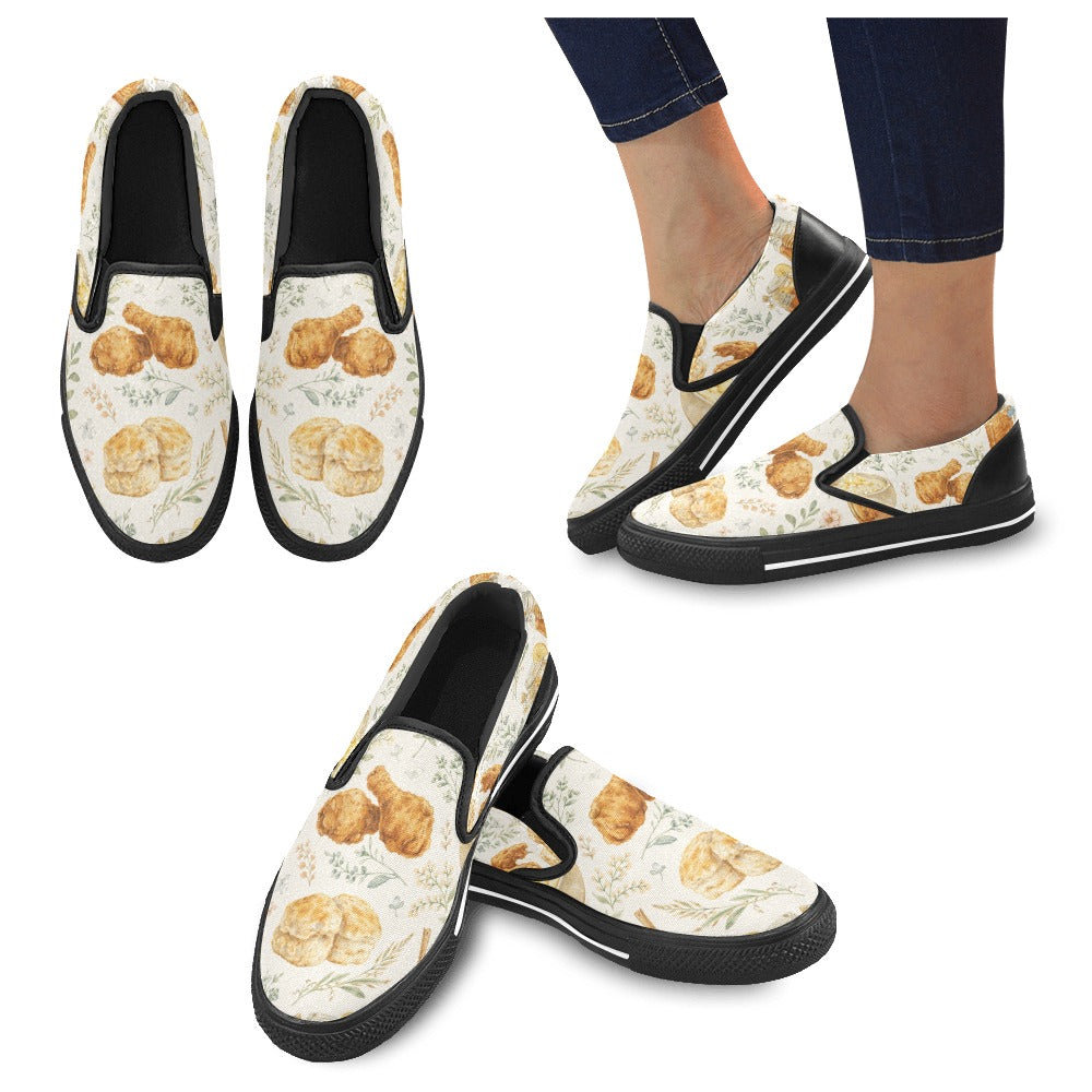 G.R.I.T.S. Biscuits & Grace Slip-On Shoes – Custom Southern Print
