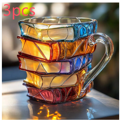 Hand-Painted Books Double-Wall Glass Coffee Cup