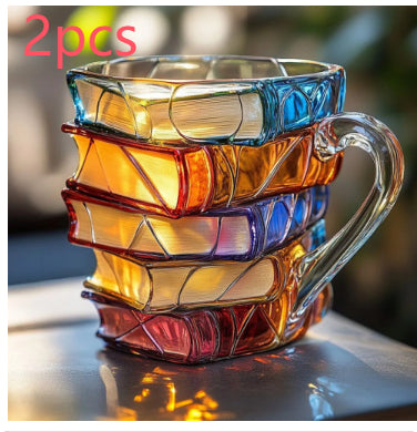 Hand-Painted Books Double-Wall Glass Coffee Cup