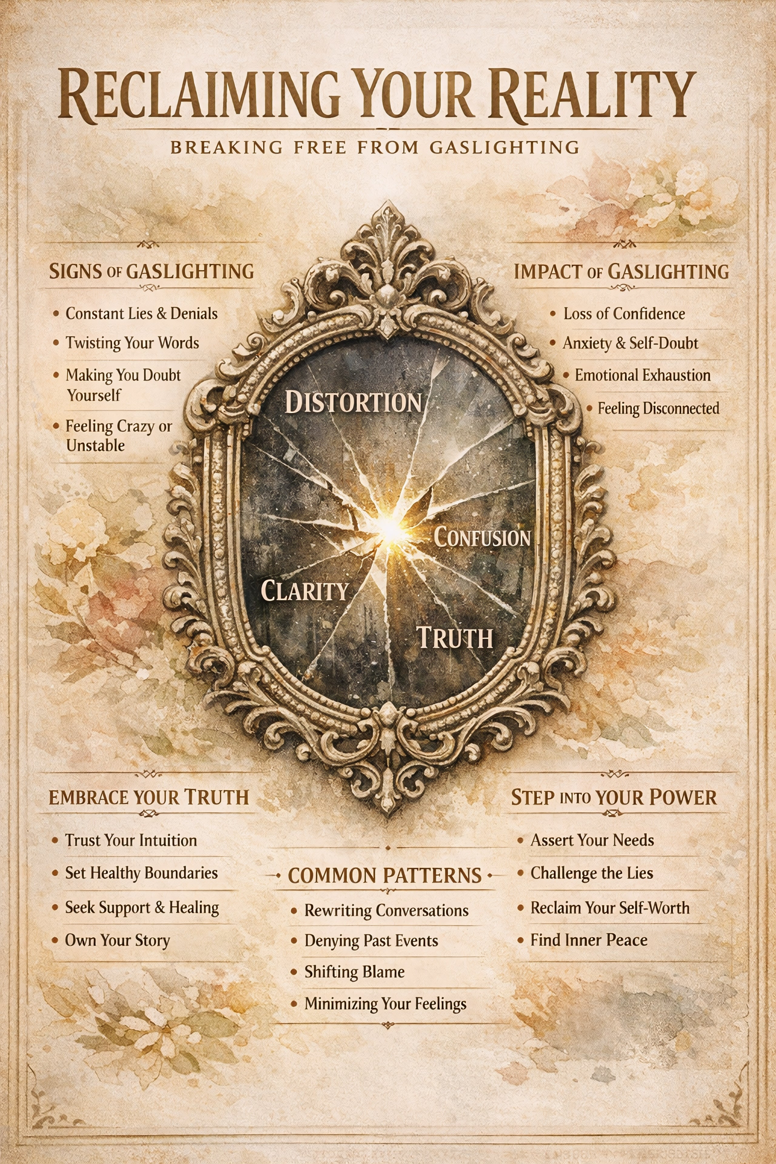 Gaslighting awareness poster – Reclaiming Your Reality framed print by Maximus Grace
