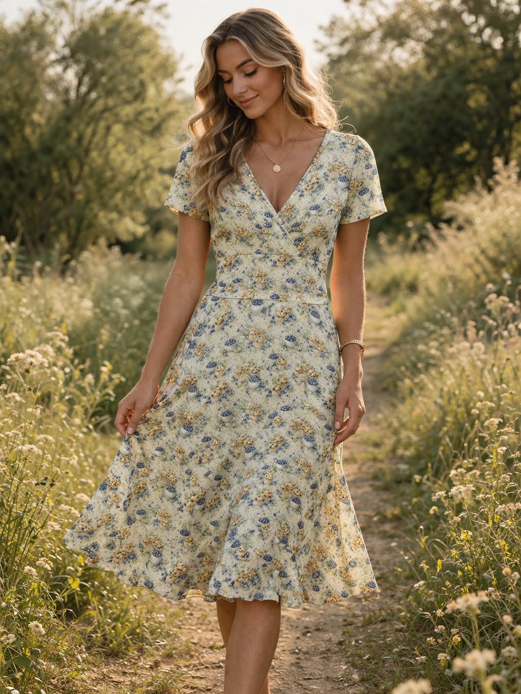 Blueberry Muffin Midi Dress – Southern Floral Wrap Dress
