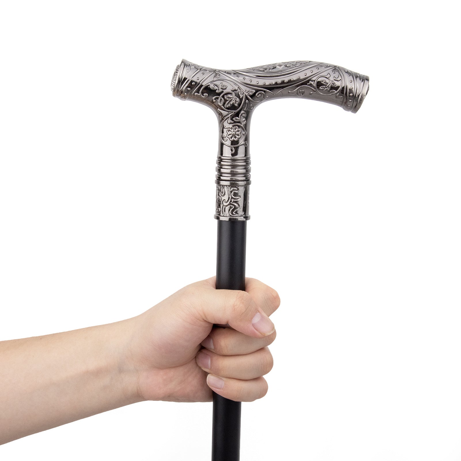 Antique Silver Metal Walking Cane