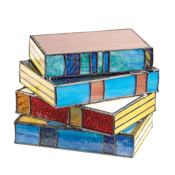 Stacked Books Stained Glass Desk Lamp