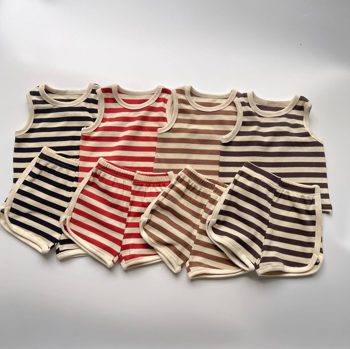 Kids Striped Cotton Vest Top & Shorts Set