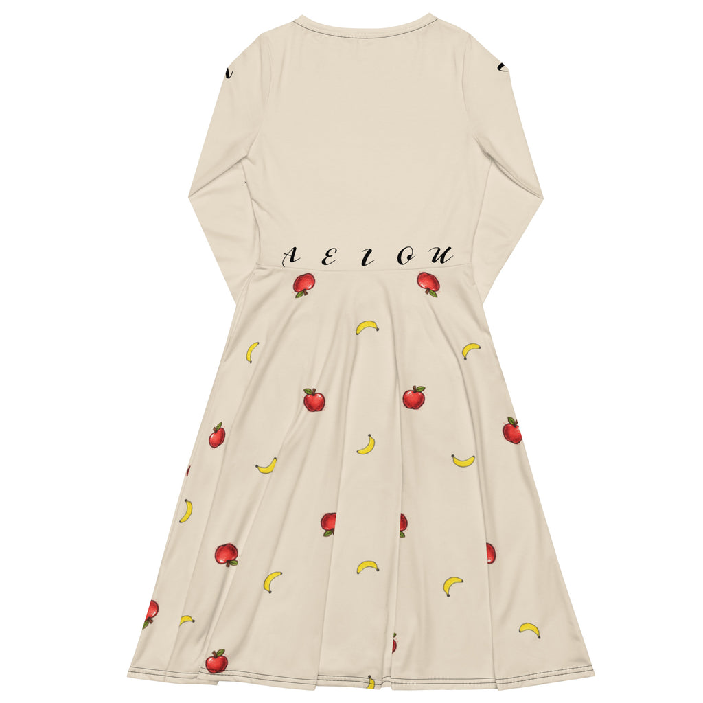 Apples and bananas teacher dress with pockets by Maximus Grace