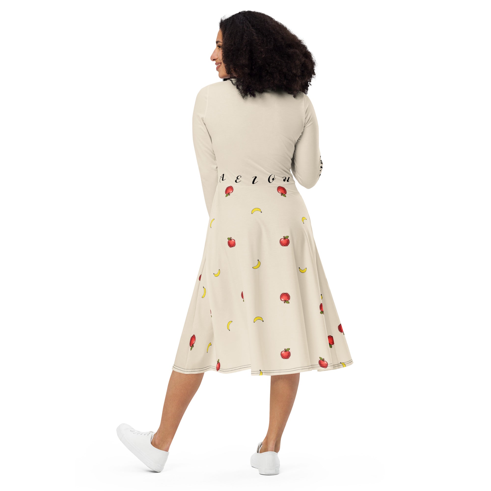 Apples and bananas teacher dress with pockets by Maximus Grace