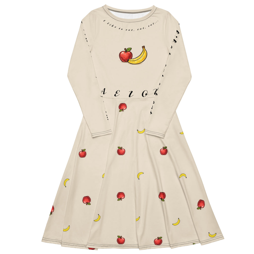 Apples and bananas teacher dress with pockets by Maximus Grace