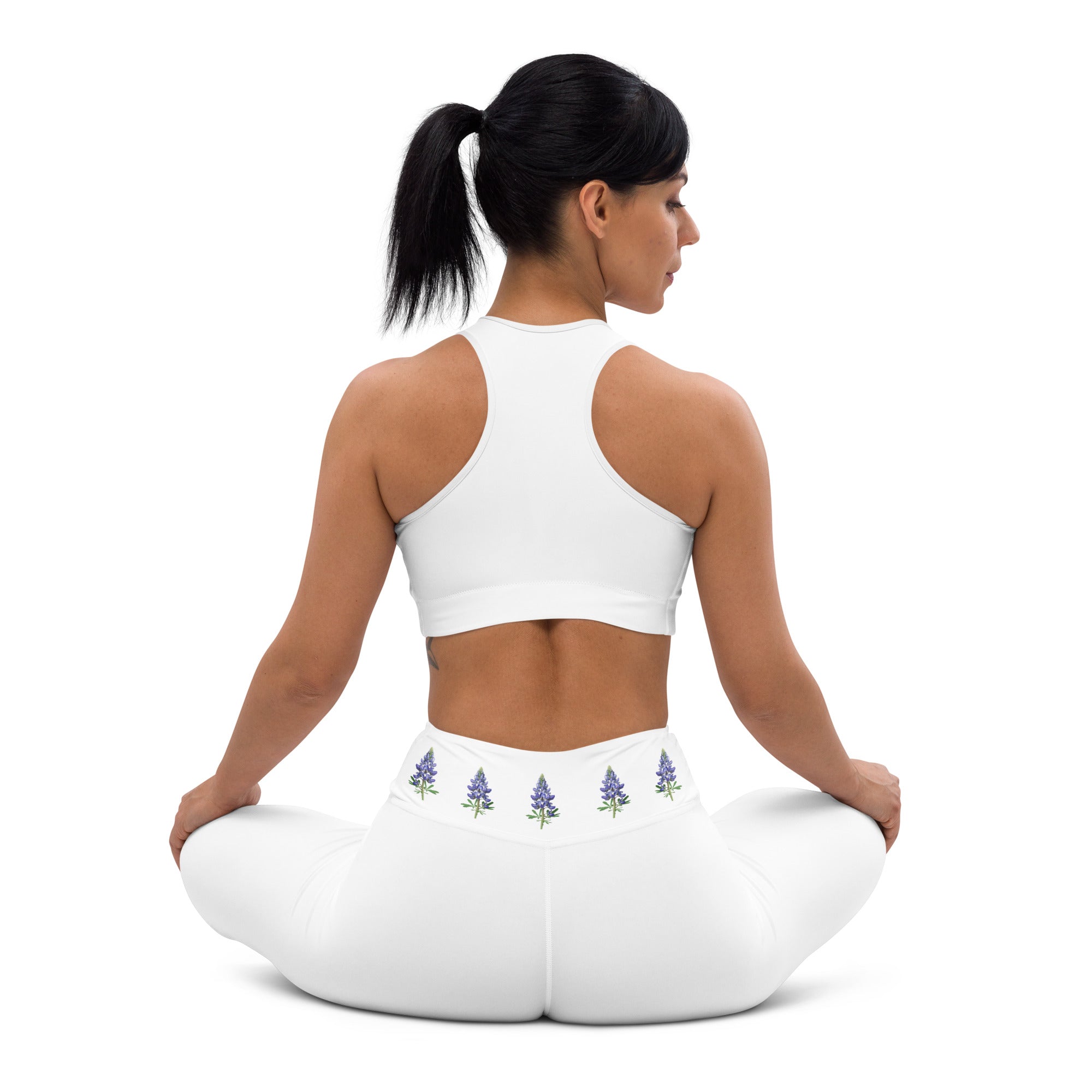 Texas bluebonnet yoga leggings – floral high-waisted activewear by Maximus Grace