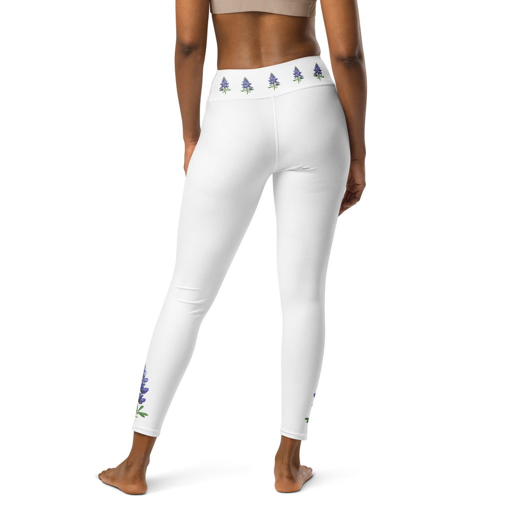 Texas bluebonnet yoga leggings – floral high-waisted activewear by Maximus Grace