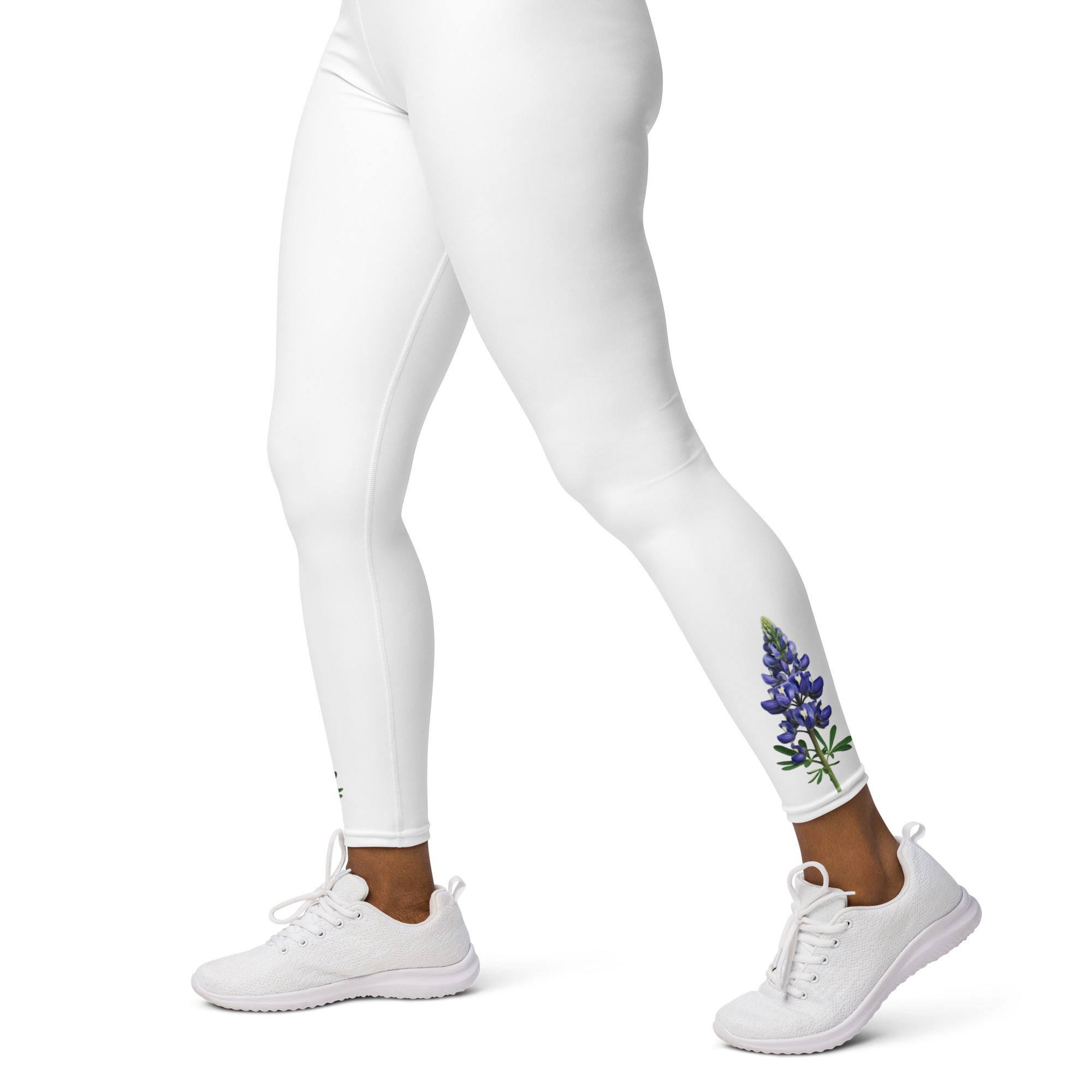 Texas bluebonnet yoga leggings – floral high-waisted activewear by Maximus Grace
