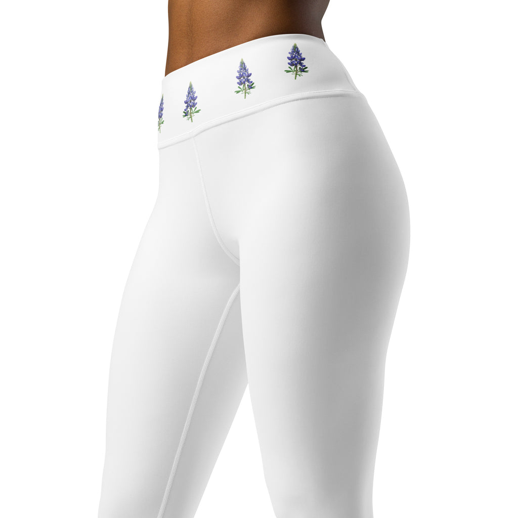 Texas bluebonnet yoga leggings – floral high-waisted activewear by Maximus Grace