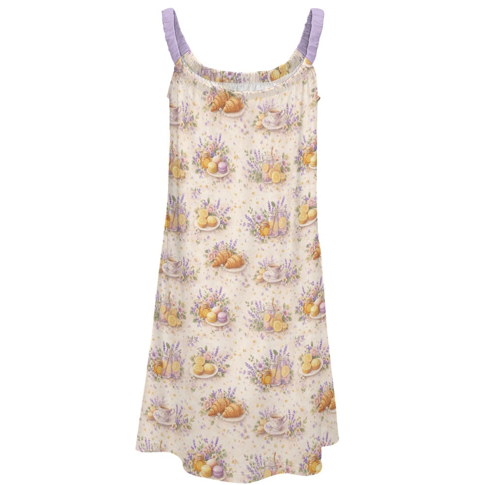 Lavender Lemon Garden Dress – Soft Watercolor Brunch Print Sundress