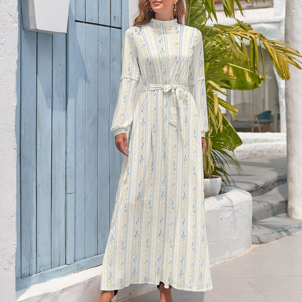 Texas Bloom maxi dress – white long sleeve high neck by Maximus Grace