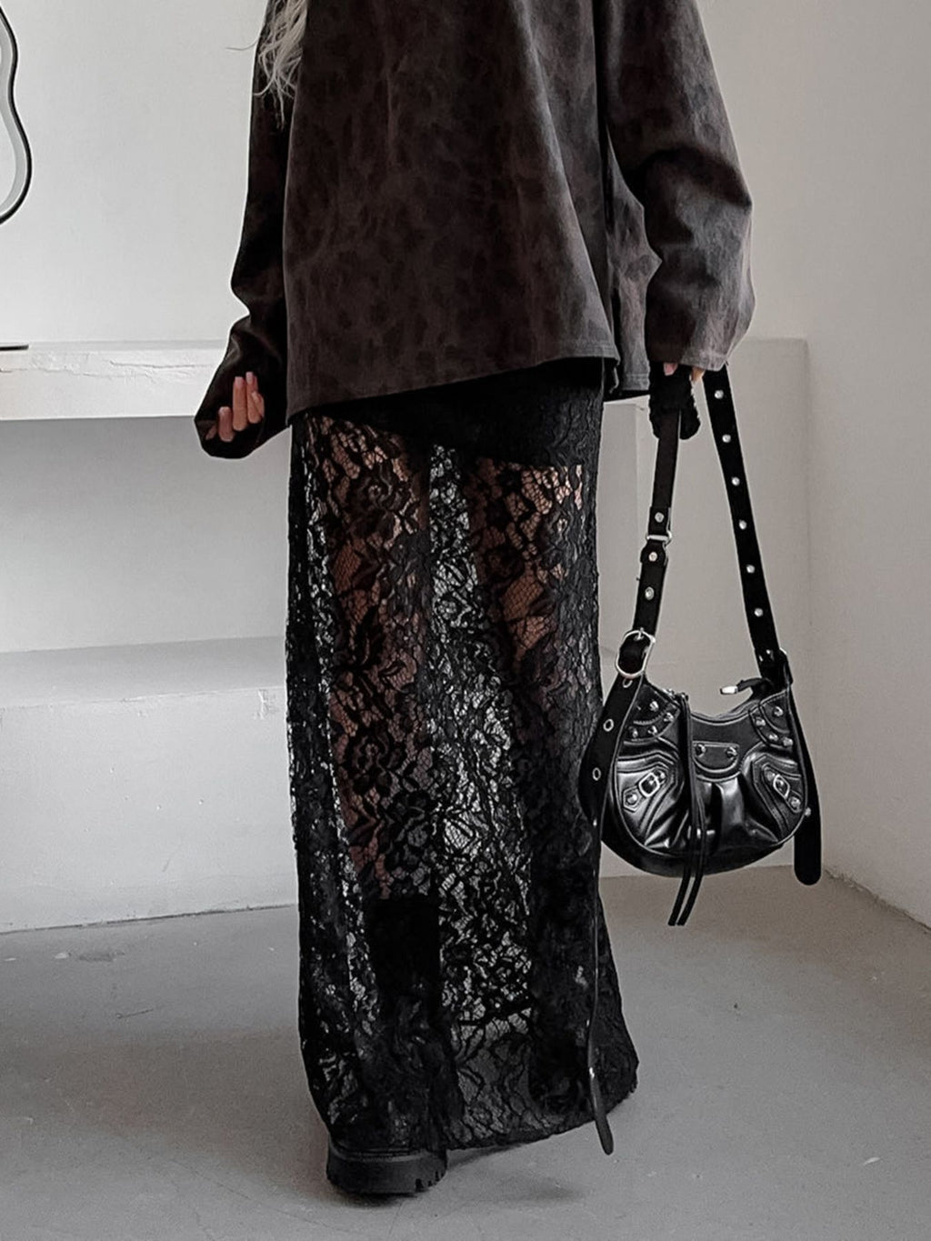 Black lace maxi skirt – women's romantic flowing skirt by Maximus Grace