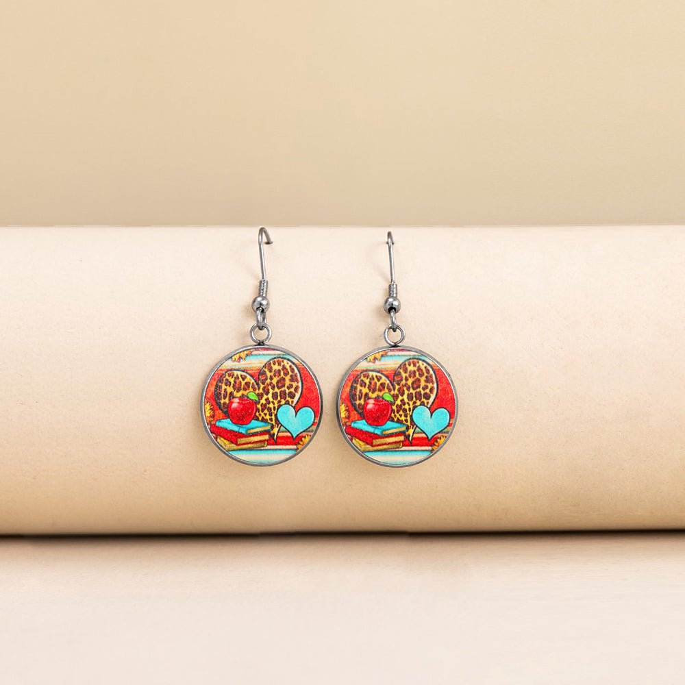 Best Teacher Ever Boho Glass Dome Dangle Earrings | Teacher Appreciation Gift - Maximus Grace
