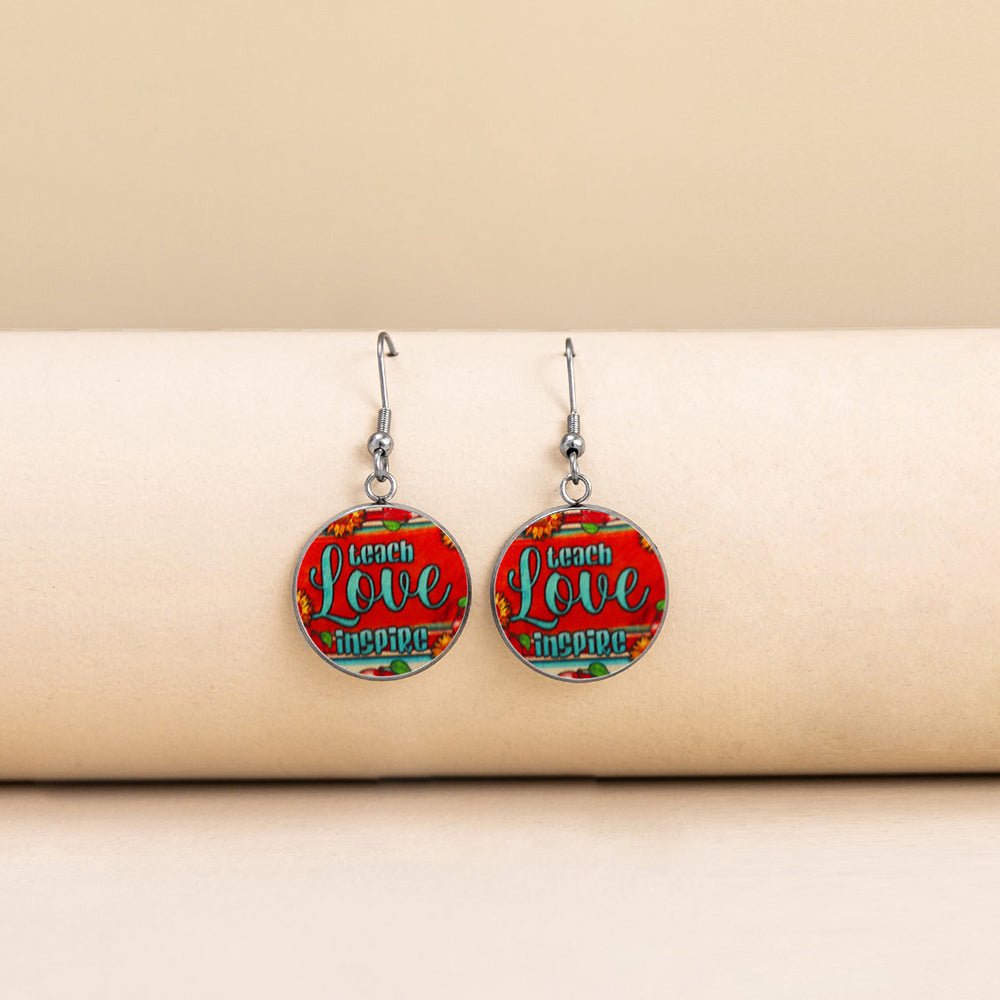 Best Teacher Ever Boho Glass Dome Dangle Earrings | Teacher Appreciation Gift - Maximus Grace