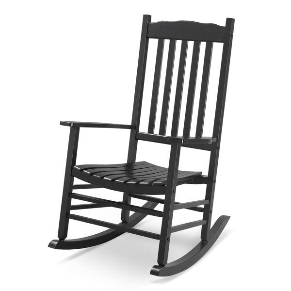Black Poplar Wood Rocking Chair with Armrests | Outdoor Porch Chair | May Spring Living - Maximus Grace