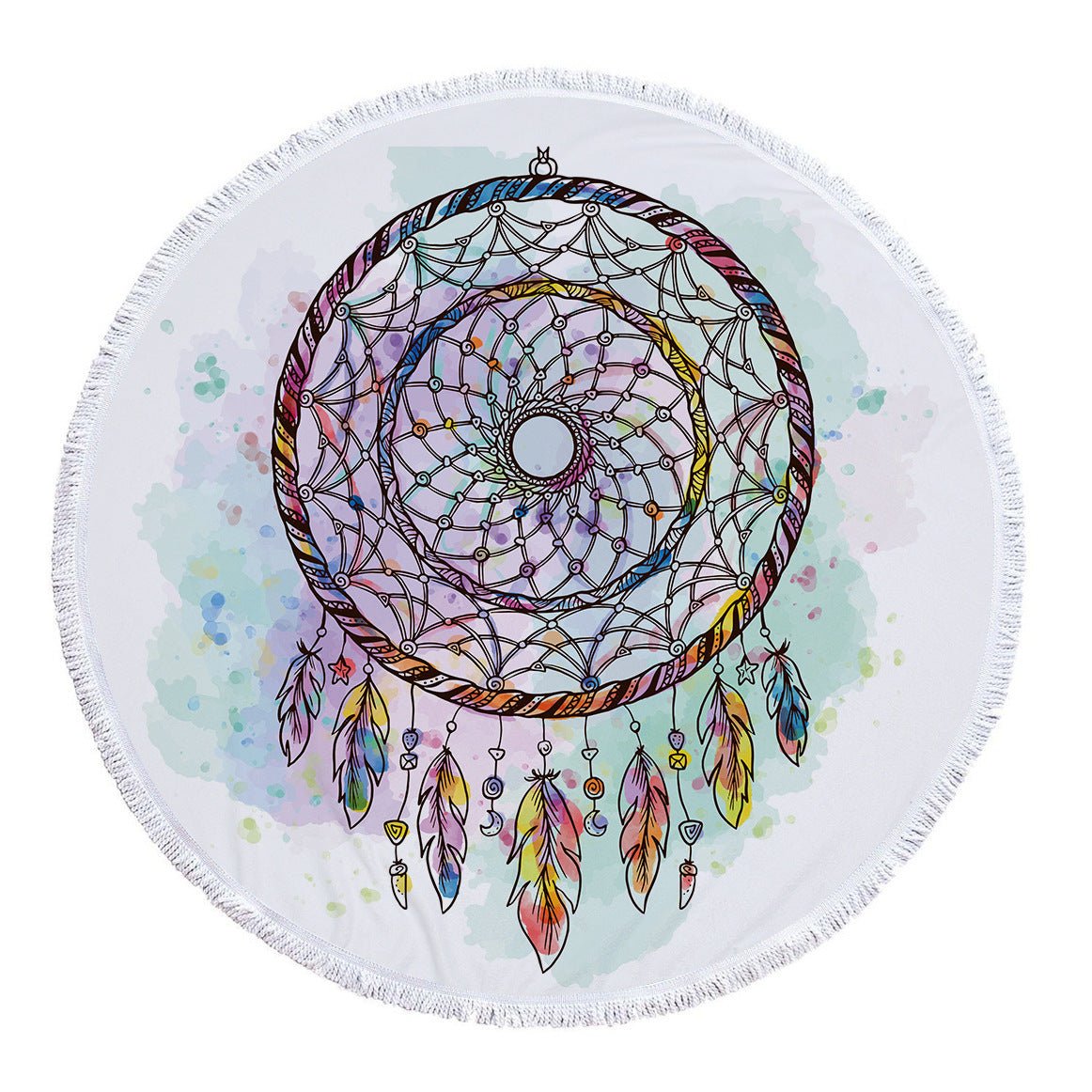 Boho Round Microfiber Beach Mat | Mandala Print Quick - Dry Beach Towel - Maximus Grace