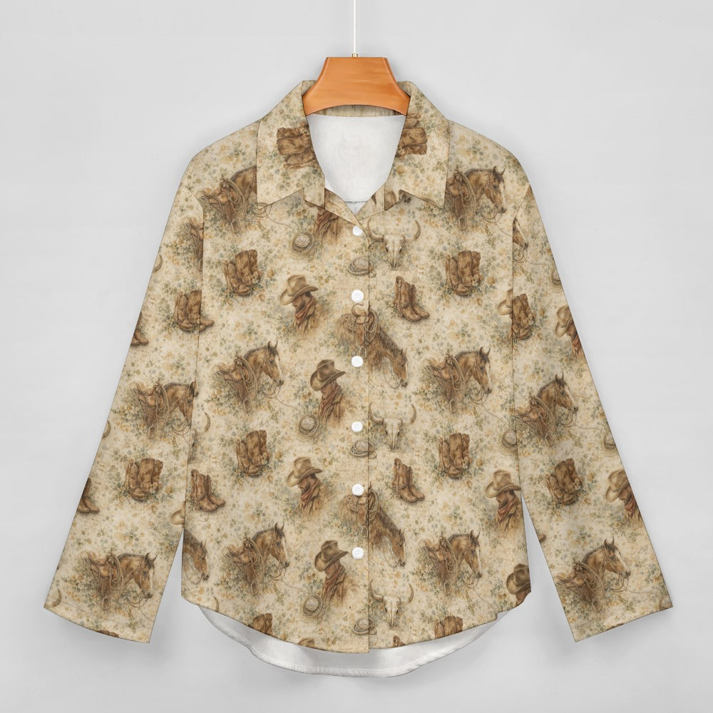 Dusty Trail Western Button-Up | G.R.I.T.S. Collection | Vintage Western Print Blouse S-8XL