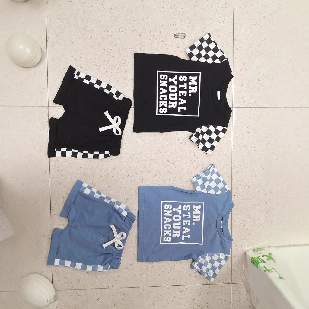 Steal Your Snacks letter print kids suit by Maximus Grace