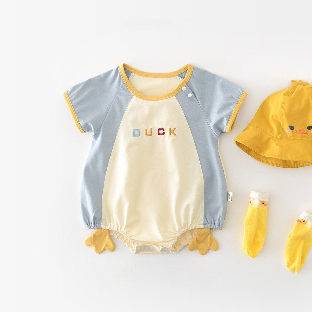 Newborn Contrast Color Short-Sleeve Romper