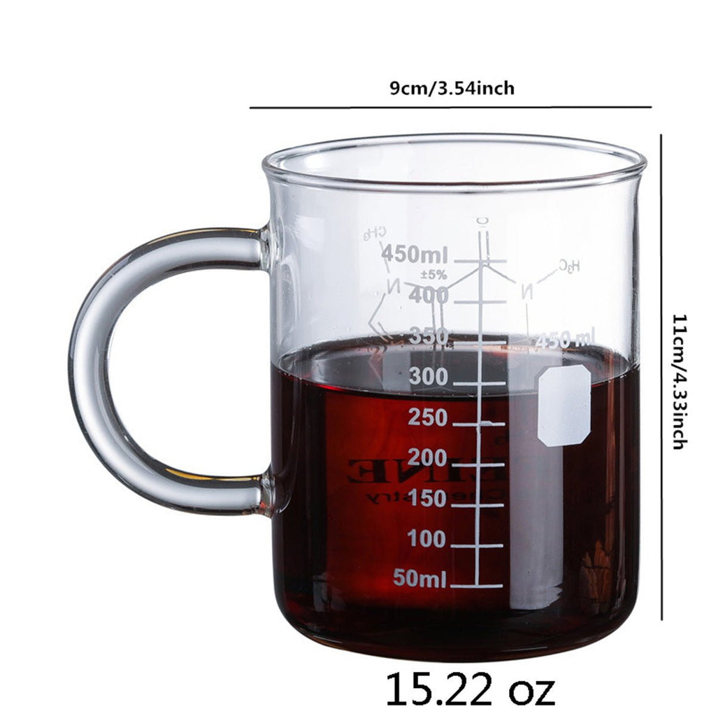 Classroom Science Borosilicate Glass Beaker Mug | Lab Coffee Cup with Scale Markings - Maximus Grace