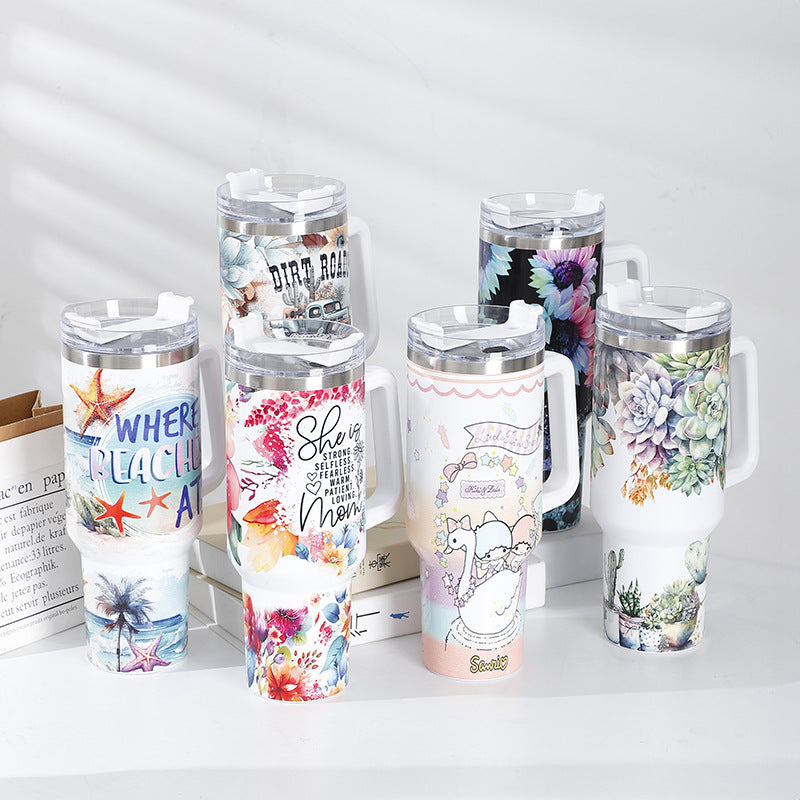 Southern Grace 40oz Large Tumbler with Handle | 1200ml Ice Coffee Cup