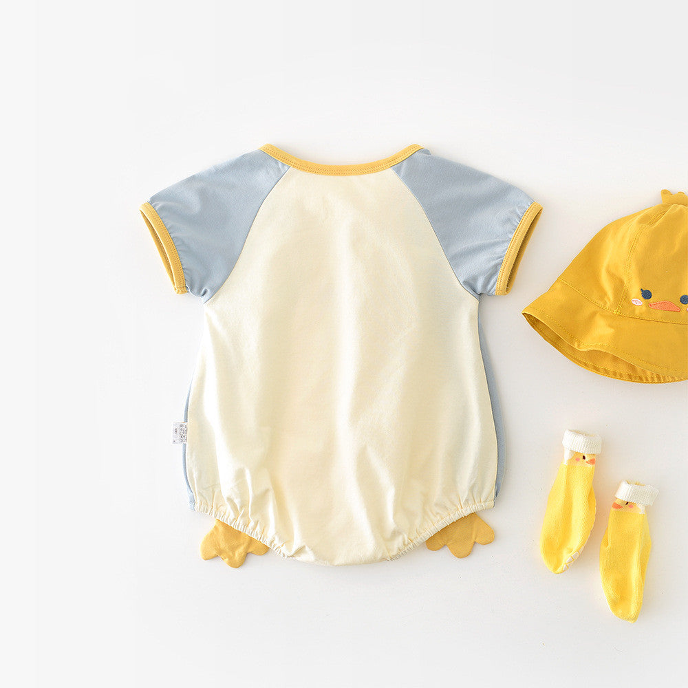 Newborn Contrast Color Short-Sleeve Romper