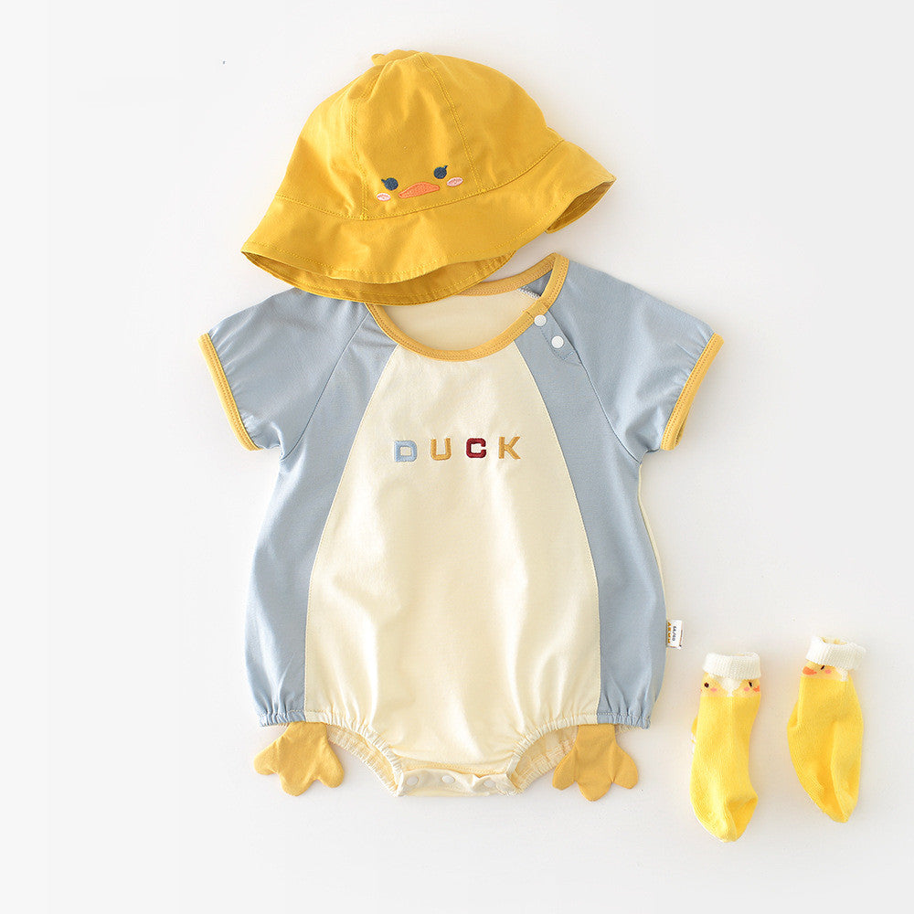 Newborn Contrast Color Short-Sleeve Romper