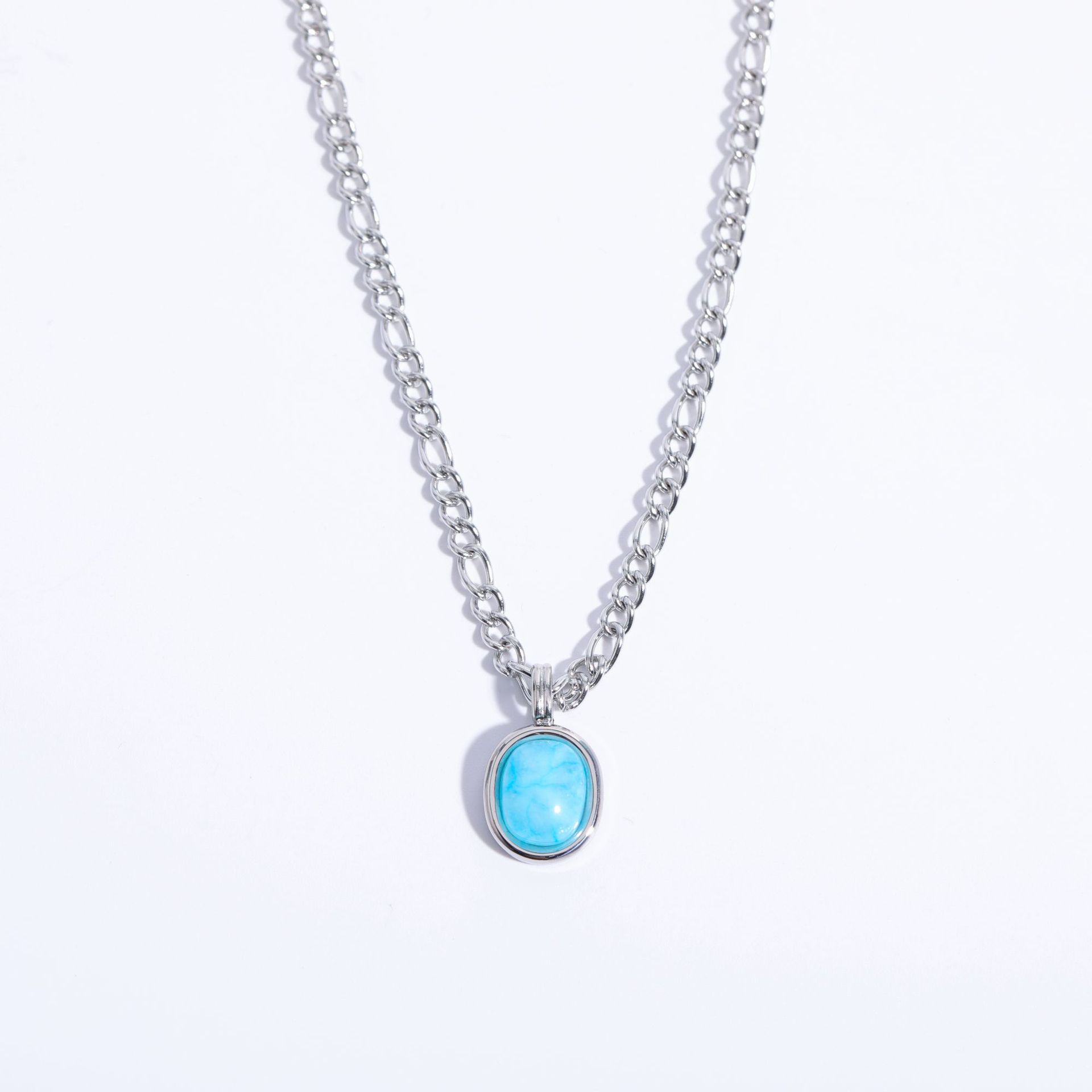 Mint Green Titanium Steel Pendant Necklace | May Birthstone Color | Gold & Silver | Adjustable Chain