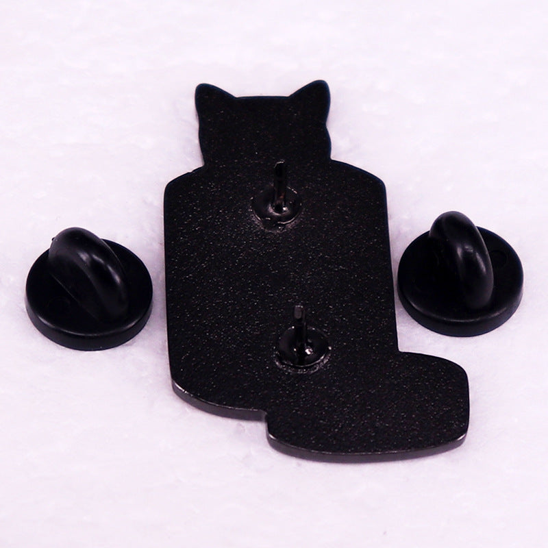 Black Cat Medicine Bottle Brooch